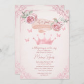 Roze Tiara  Prinses Baby shower Kaart (Voorkant / Achterkant)