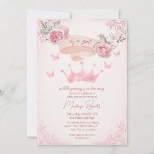 Roze Tiara  Prinses Baby shower Kaart
