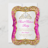 Roze Tiara Prinses Sweet 16 Goud Witte Uitnodiging (Voorkant)