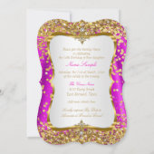 Roze Tiara Prinses Sweet 16 Goud Witte Uitnodiging (Achterkant)