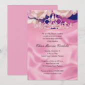 Roze Tiara Quinceañera Uitnodiging (Voorkant / Achterkant)