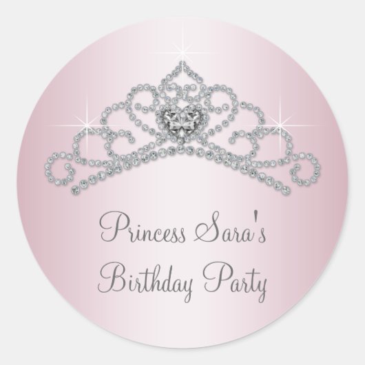 Roze Tiara Roze Prinses Stickers (Voorkant)