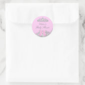 Roze Tiara & Strik Baby Shower Sticker (Tas)