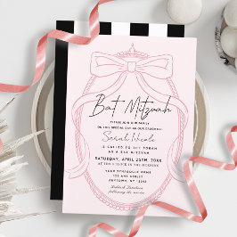 Roze Tiara & Striking Bat Mitzvah Kaart