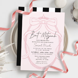 Roze Tiara & Striking Bat Mitzvah Kaart