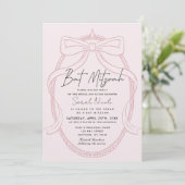 Roze Tiara & Striking Bat Mitzvah Kaart (Staand voorkant)