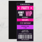 Roze Ticket 21e Enige Leeftijd Verjaardagsfeestje Kaart (Voorkant / Achterkant)