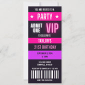 Roze Ticket 21e Enige Leeftijd Verjaardagsfeestje Kaart (Voorkant)