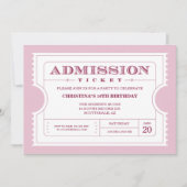 Roze Ticket Party-uitnodiging Kaart (Voorkant)