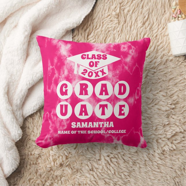 Roze Tie Dye Afstuderen Kussen (Deken)