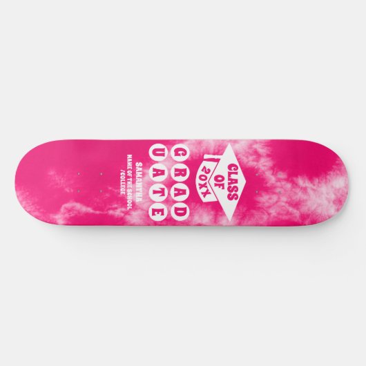 Roze Tie Dye Afstuderen Persoonlijk Skateboard (Horizontaal)