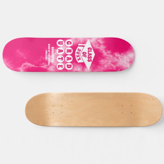 Roze Tie Dye Afstuderen Persoonlijk Skateboard (Horizontaal)
