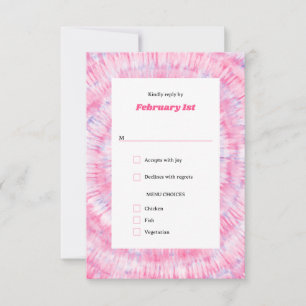 Roze Tie Dye Bat Mitzvah antwoordkaart Kaart