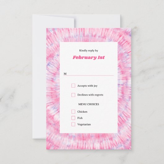Roze Tie Dye Bat Mitzvah Response Kaart (Voorkant)