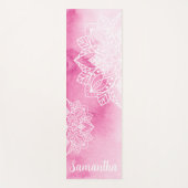 Roze Tie Dye en Witte Mandala Bloemen Aangepaste n Yogamat (Voorkant)
