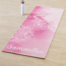 Roze Tie Dye en Witte Mandala Bloemen Aangepaste n Yogamat