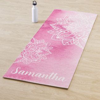 Roze Tie Dye en Witte Mandala Bloemen Aangepaste n Yogamat