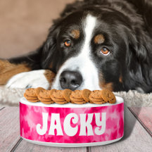 Roze Tie Dye Gepersonaliseerde Hond of Kat Naam Bo