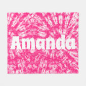 Roze Tie Dye Gepersonaliseerde naam Fleece Deken (Voorkant (Horizontaal))