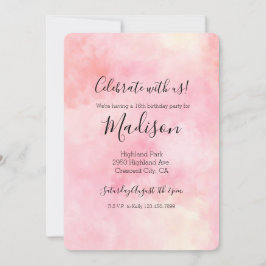 Roze Tie-dye met meisjesachtige blos Kaart