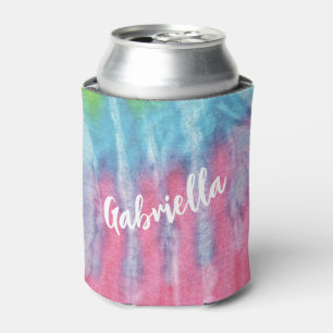 Roze Tie Dye Modern Boho Hippy Personalized Blikjeskoeler