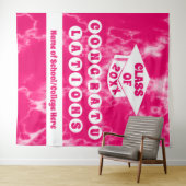 Roze Tie Dye School Reunion Afstuderen Banner Wandkleed (In Situ (horizontaal))