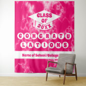 Roze Tie Dye School Reunion Afstuderen Banner Wandkleed (In situ)