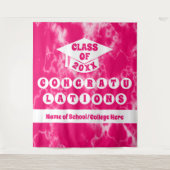 Roze Tie Dye School Reunion Afstuderen Banner Wandkleed (Voorkant)