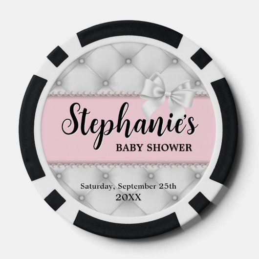 Roze Tiffany-parels Baby Shower-spellen Poker Chips (Achterkant)