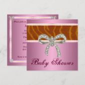 Roze Tiger Diamond Bow Baby shower Kaart (Voorkant / Achterkant)