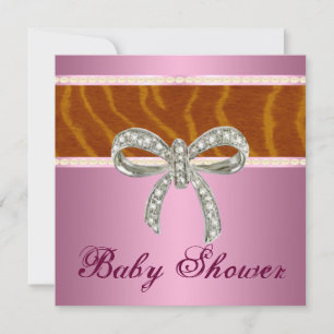 Roze Tiger Diamond Bow Baby shower Kaart