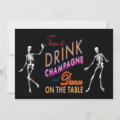 Roze Tijd om Champagne Halloween Uitnodiging te Dr (Voorkant)