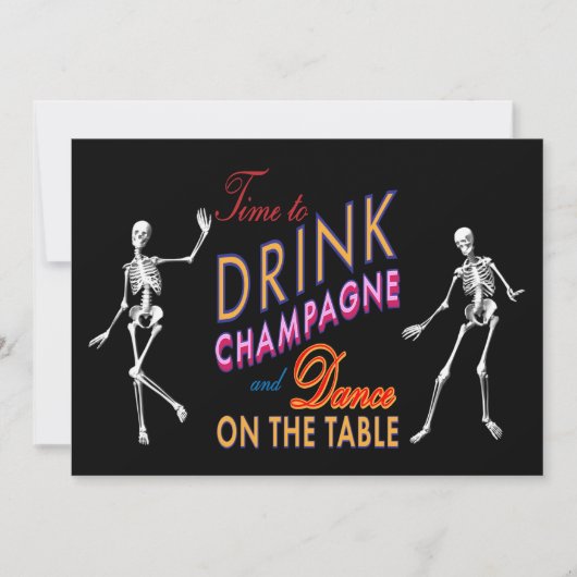 Roze Tijd om Champagne Halloween Uitnodiging te Dr (Voorkant)