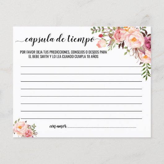 Roze tijdcapsule advies voor tweetalige baby kaart (Achterkant)