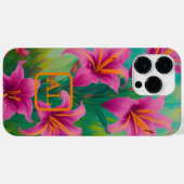 roze tijgellenolie Monogrammen Case-Mate iPhone Case (Achterkant (horizontaal))