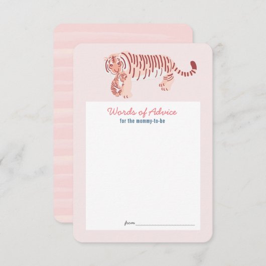 Roze Tijger Baby shower Advies Kaart (Voorkant / Achterkant)