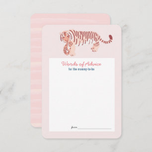Roze Tijger Baby shower Advies Kaart
