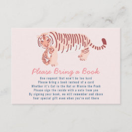 Roze Tijger Baby shower Breng alsjeblieft een Boek Informatiekaartje