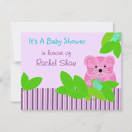 Roze tijger Baby shower Uitnodiging (Voorkant)