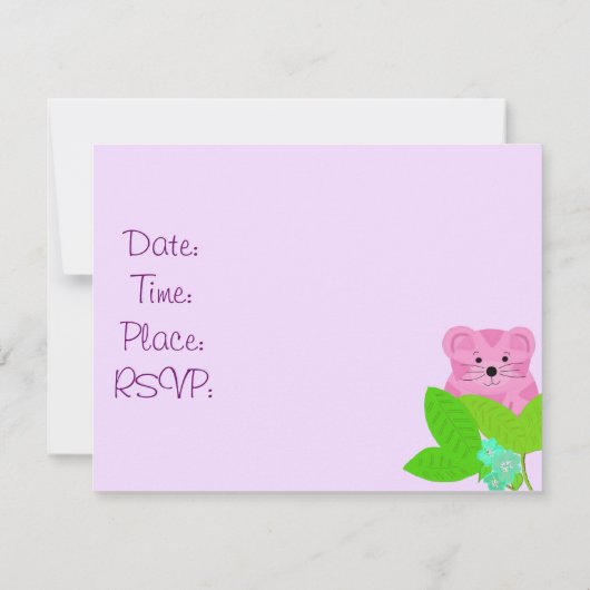 Roze tijger Baby shower Uitnodiging (Achterkant)