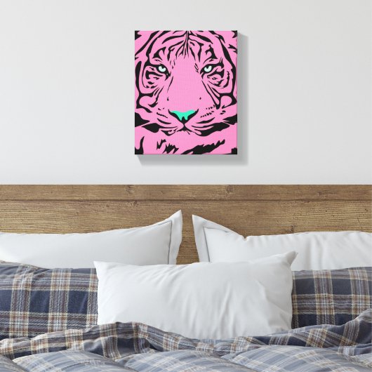Roze tijger canvas afdruk (Insitu (Slaapkamer))