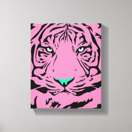 Roze tijger canvas afdruk