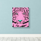Roze tijger canvas afdruk (Insitu (Houten vloer))