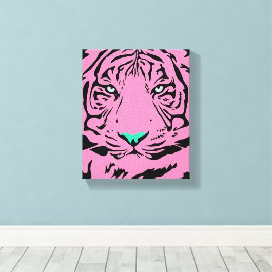 Roze tijger canvas afdruk (Insitu (Houten vloer))