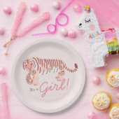 Roze Tijger & Cub Meisje Baby shower Papier Bord (Feest)