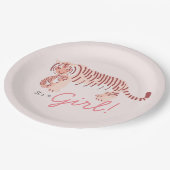 Roze Tijger & Cub Meisje Baby shower Papier Bord (Gekanteld)