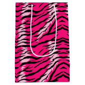 Roze Tijger Dier Huid Patroon Ontwerp Medium Cadeauzakje (Achterkant)