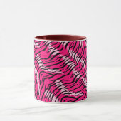 Roze Tijger Dier Huid Patroon Ontwerp Mok (Midden)