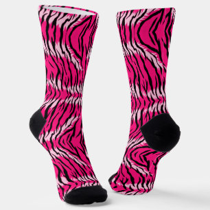 Roze Tijger Dier Huid Patroon Ontwerp Sokken