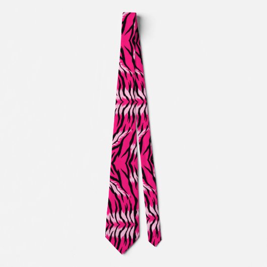 Roze Tijger Dier Huid Patroon Ontwerp Stropdas (Voorkant)